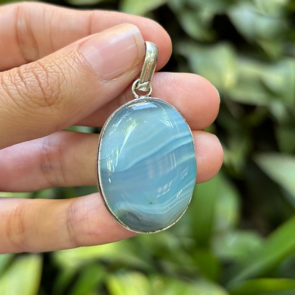 Dyed Agate .925 Sterling Silver Pendant - Picture 1 of 2